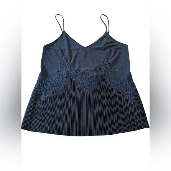 Express Black Satin Pleated Spaghetti Strap Tank Top Size S - Picture 7 of 8